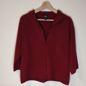 Eileen Fisher Burgundy One Button Cardigan Size  PL
